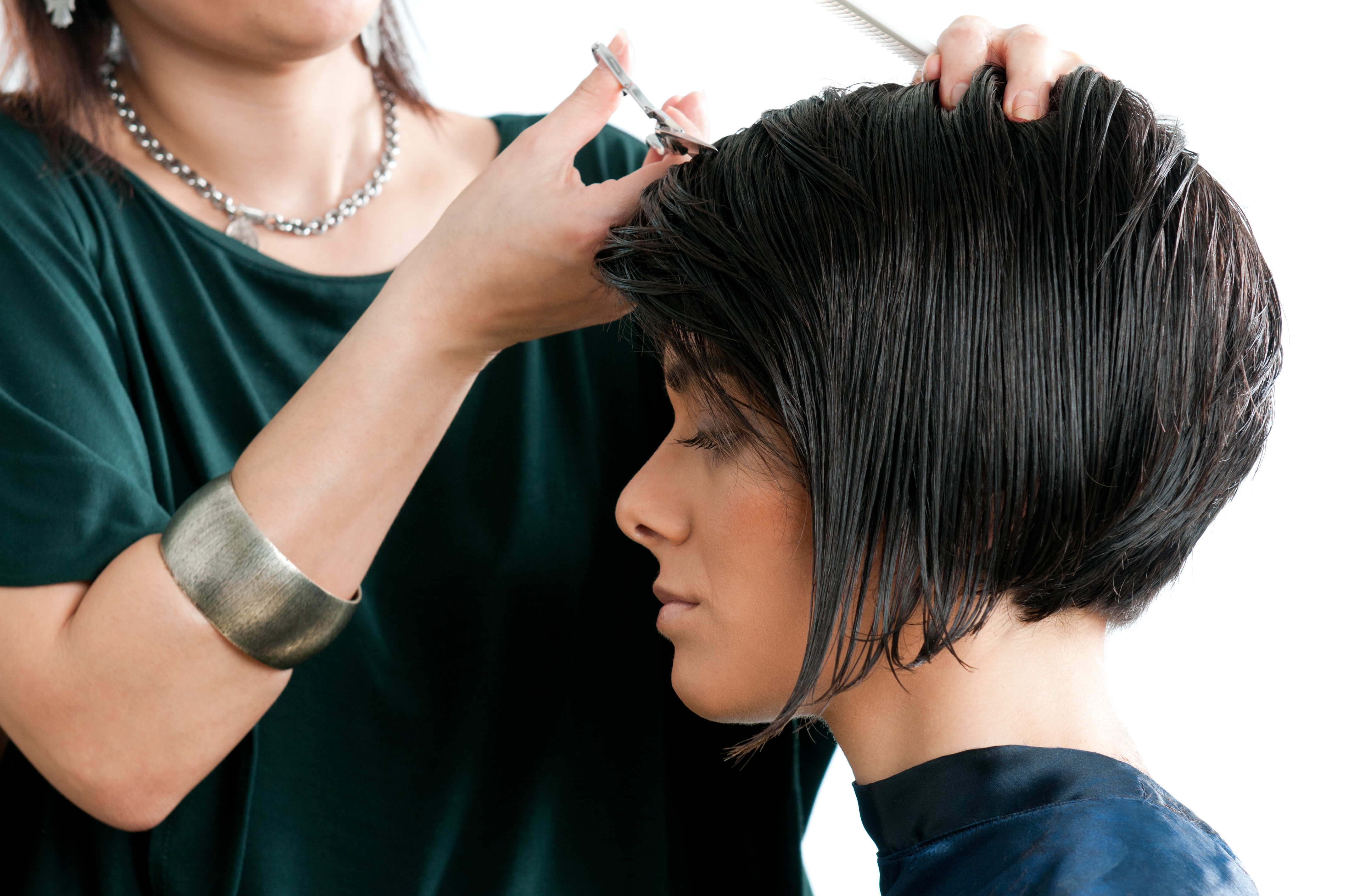 Lady getting her hair styled